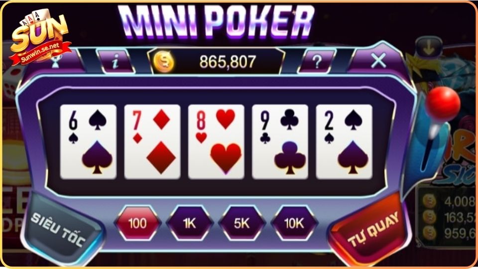 Mini Poker tại Sunwin nổi bật với tốc độ diễn ra nhanh